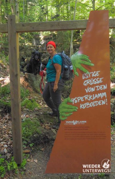 ysperklamm foto und schild in der klamm